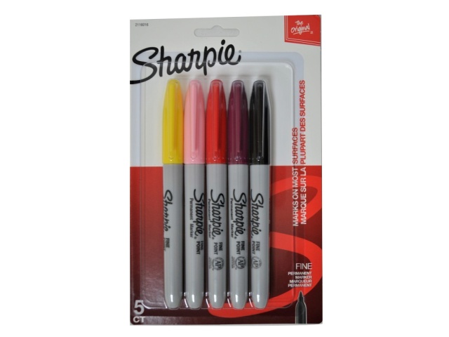 SHARPIE 5PK FINE MARKERS ASST\'D