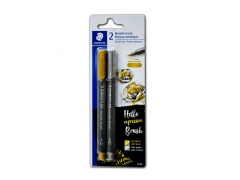 STAEDTLER 2 PC METALLIC PEN BRUSH TIP GOLD & SILVER