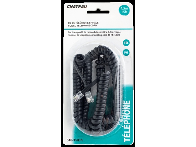 Phone Handset Cord Black 15 foot