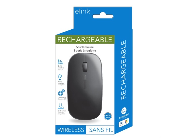 Mouse Wireless Black Rechargeable