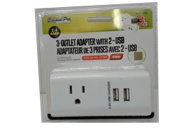 3 outlet adapter with 2 USB