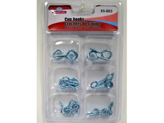 CUP HOOKS SILVER ASSORTED SIZES