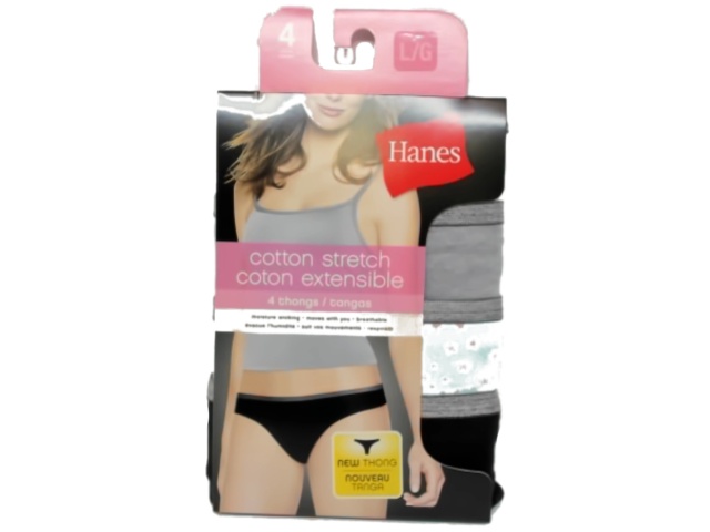 Cotton Stretch Thongs 4pk. Large Hanes