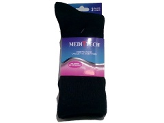 Socks Diabetic Women's 3pk. Black Medi Tech Size 6-10