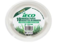 iECO 9 BAGASSE PLATE 3 COMPARTMENTS 10/PK