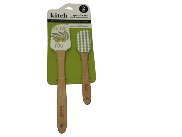 Spatula 2pc. Set Silicone Olive You Kitch