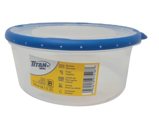 Titan seal short round food container 730ml