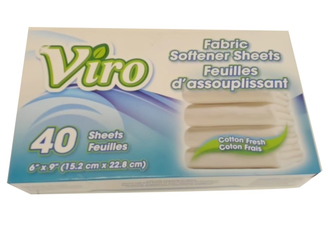 Fabric Softener Sheets 40pk. Viro