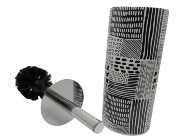 Round ceramic printed toilet brush