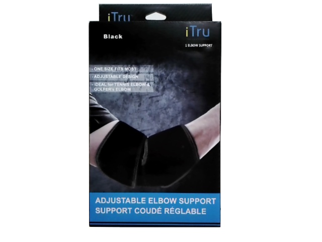 ADJUSTABLE ELBOW SUPPORT - w/ velcro enclosures - BLACK - Neoprene material