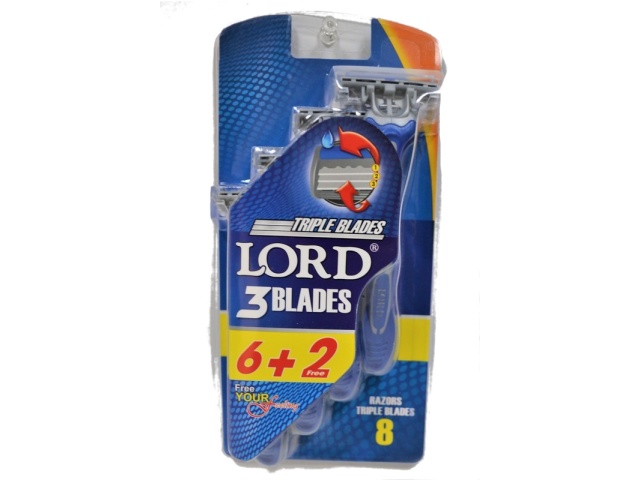 LORD3 8PK 6+2 FREE TRIPLE BLADES RAZORS