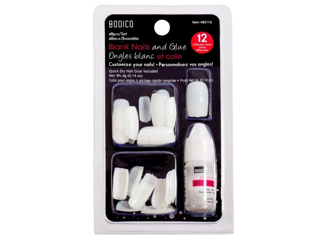 BODICO 48-PC PLAIN NAIL W 7G GLUE