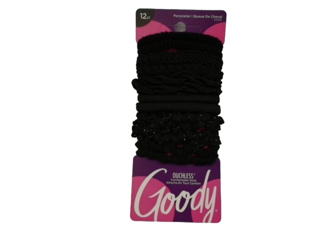 Ponytailer 12pk. Black Ouchless Goody