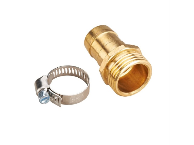 Brass Hose Coupling Male 3/4 inch with hose Clamp