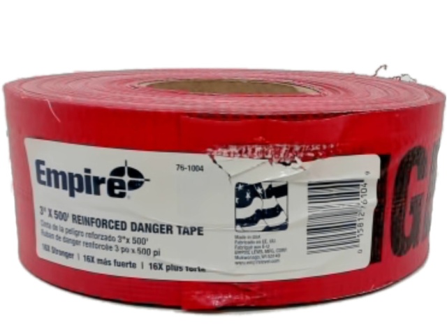 Reinforced Danger Tape 3 X 500\' Red Empire\