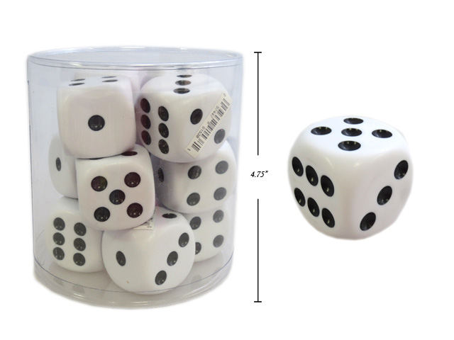 38 MM JUMBO WHITE DICE 12/DRUM - sold individually