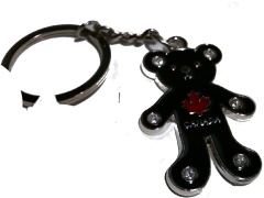 BLACK POOH STUDDED CANADA KEYCHAIN