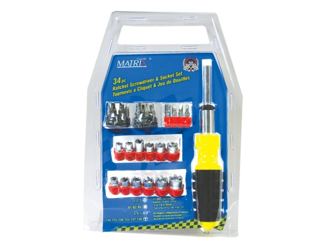 34 Pc Screwdriver & Sockets Set