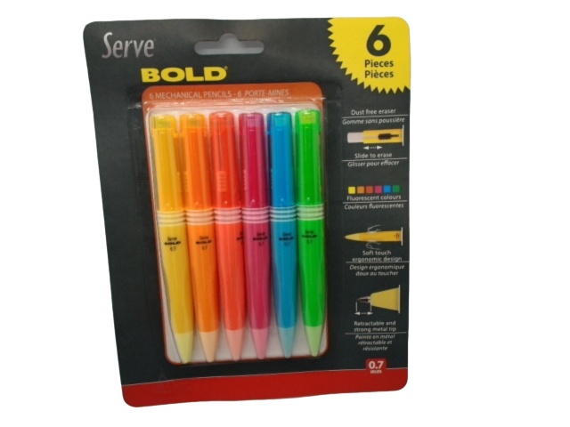 Mechanical Pencils 6pk. Ass\'t Colours Bold