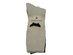 Socks Ladies Crew 2pk. Ivory/Black London Fog