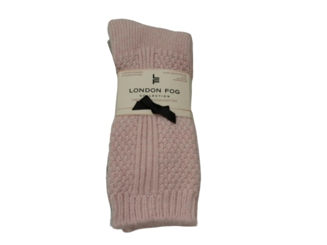 Socks Ladies Crew 2pk. Pink/Grey London Fog