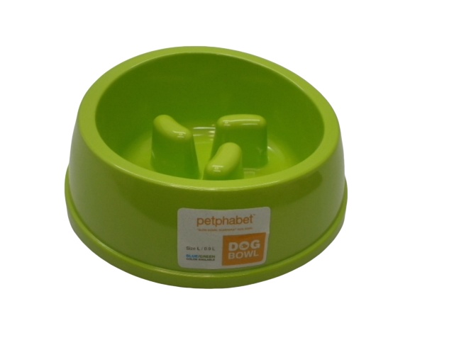 Dog Bowl Slow Feed 0.9L Green Petphabet