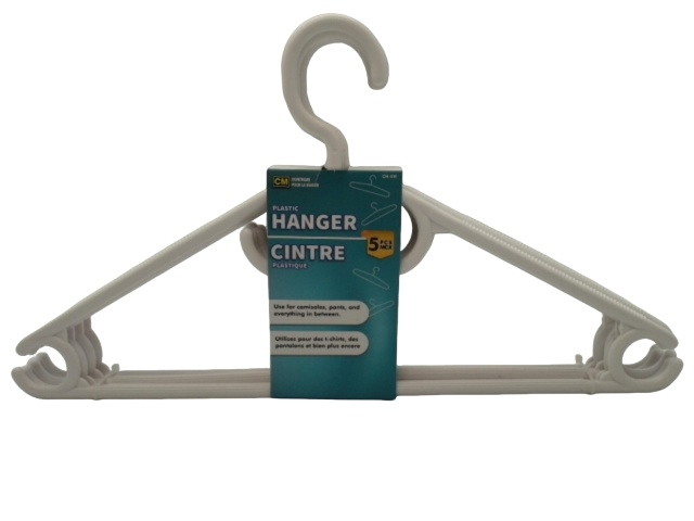 Plastic coat hanger - 5 piece white