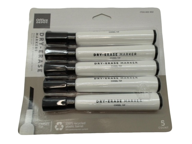 Dry-Erase Markers 5pk. Black Office Depot