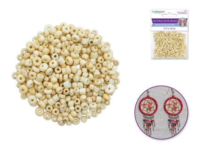 Bone Beads: A) Natural 4mm-6mm 100% Bone 20grm