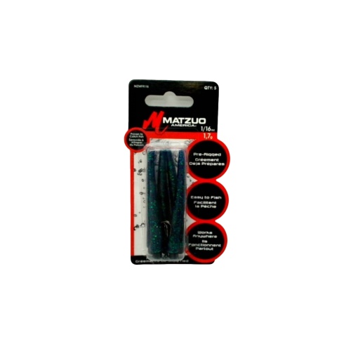 Ned Style Rig 1/16oz. Black/Blue Matzuo 5pk.