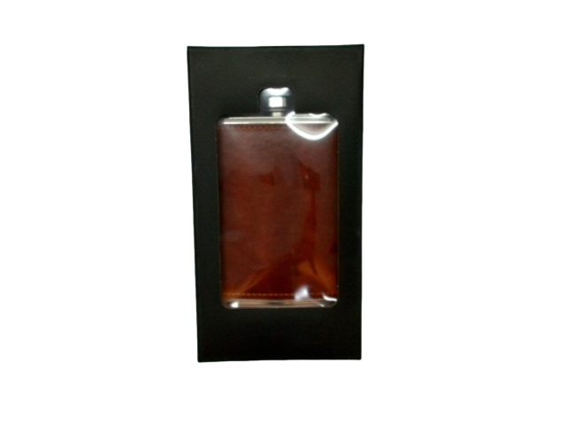 Wrapped Flask Brown 7oz. Stainless Steel W/pouch